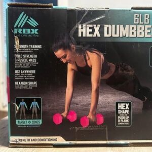 RBX 6lb Hex Dumbbells - Bright Pink
